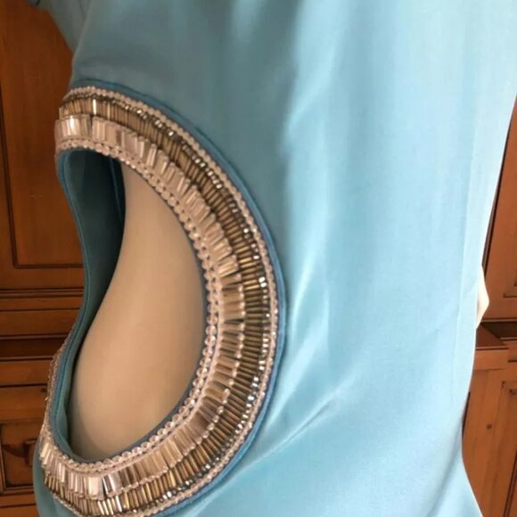 Emilio Pucci Cut Out Crystals Mod Aqua Blue Turquoise DRESS USA SZ 6 IT40 $3,500 - Picture 9 of 12